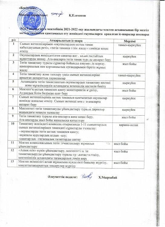 Школьникам арналған іс - шара  жоспары